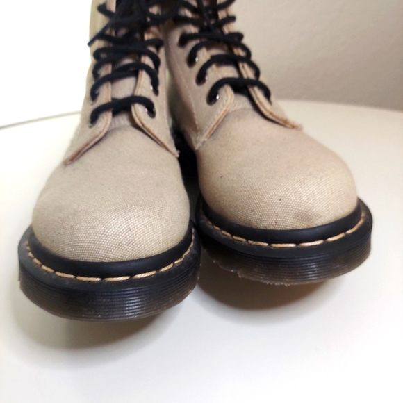 Dr. Martens Page Mix Beige Canvas Lace Up Boots - Picture 12 of 16